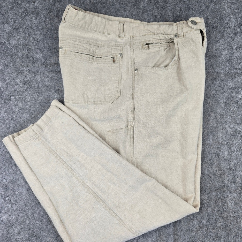Venezia Jeans Pants Womens 16 Beige Linen Cotton Relaxed Straight Utility Pocket
